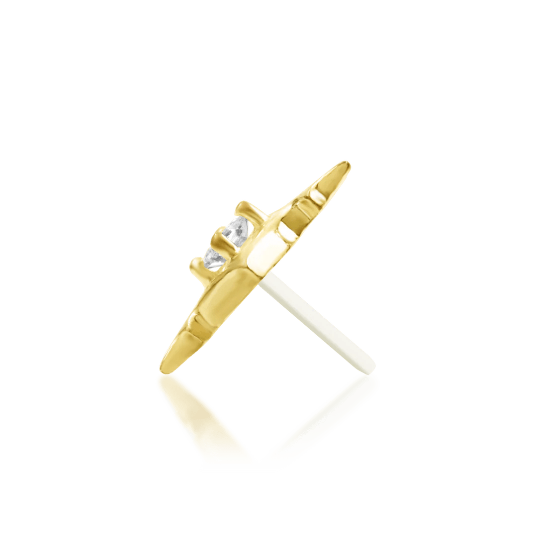 Ginia – White CZ Starpoint – 14K Gold Threadless End - piercing - zone.com