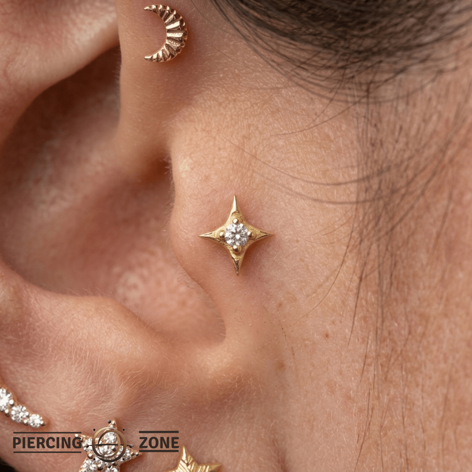 Glitz Pin - 14K Gold Gem Threadless End - piercing - zone.com