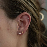 Glorie – Sunstone Beaded Halo – 14K Gold Threadless End - piercing - zone.com