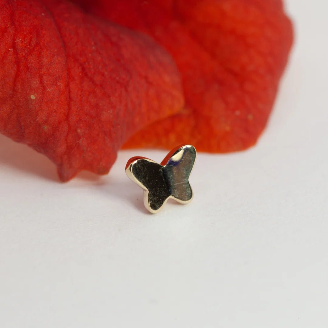 Gold Butterfly – 14K Gold Threadless End - piercing - zone.com