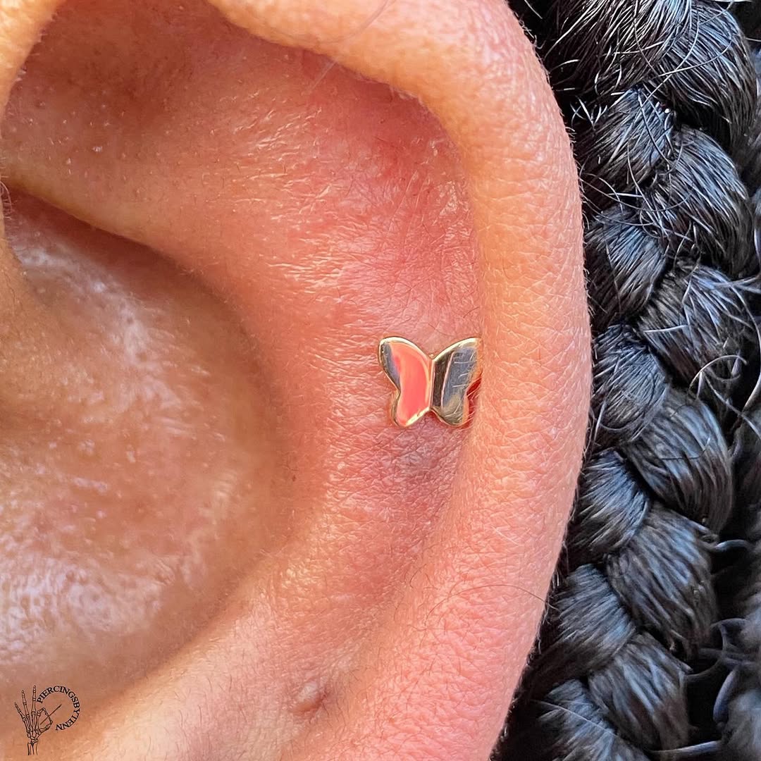 Gold Butterfly – 14K Gold Threadless End - piercing - zone.com