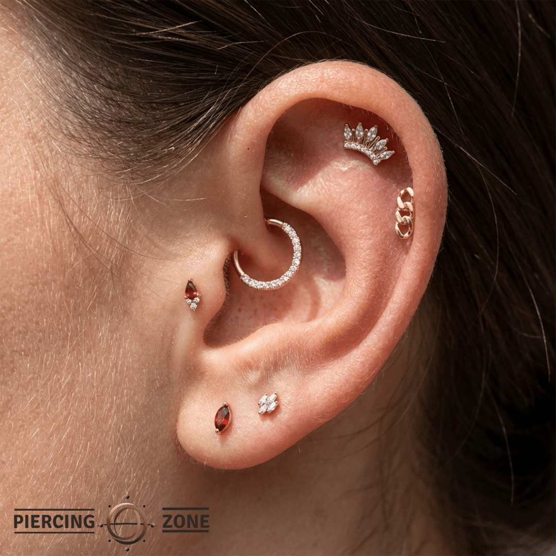 Gold Chain – Minimalist Draped – 14K Gold Threadless End - piercing - zone.com
