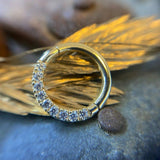 Gold CZ Clicker – 14K Gold Hinged Ring with Cubic Zirconia - piercing - zone.com