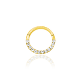 Gold CZ Clicker – 14K Gold Hinged Ring with Cubic Zirconia - piercing - zone.com