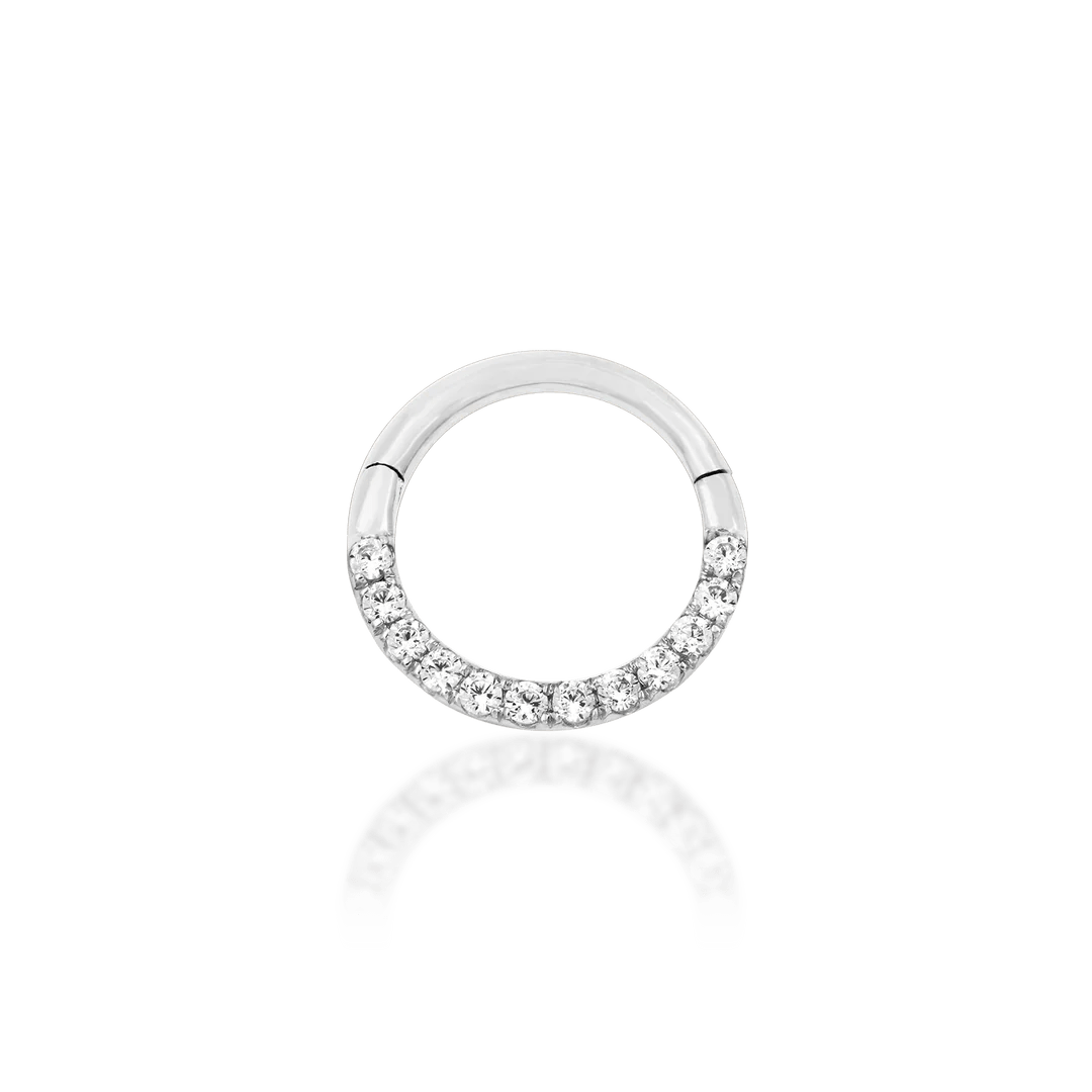 Gold CZ Clicker – 14K Gold Hinged Ring with Cubic Zirconia - piercing - zone.com