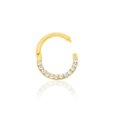 Gold CZ Clicker – 14K Gold Hinged Ring with Cubic Zirconia - piercing - zone.com