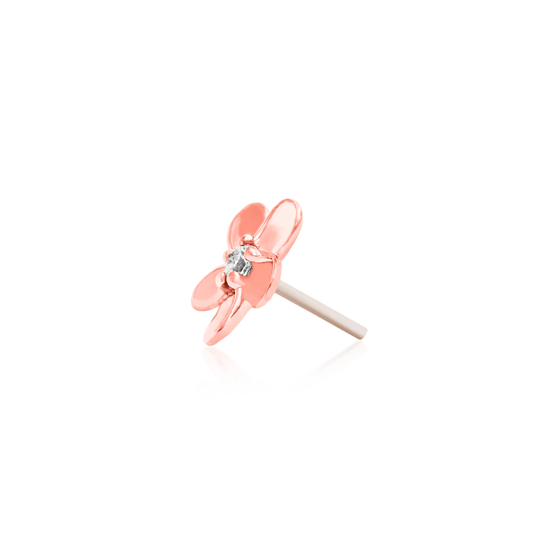 Gold CZ Flower – 14K Gold Threadless End - piercing - zone.com