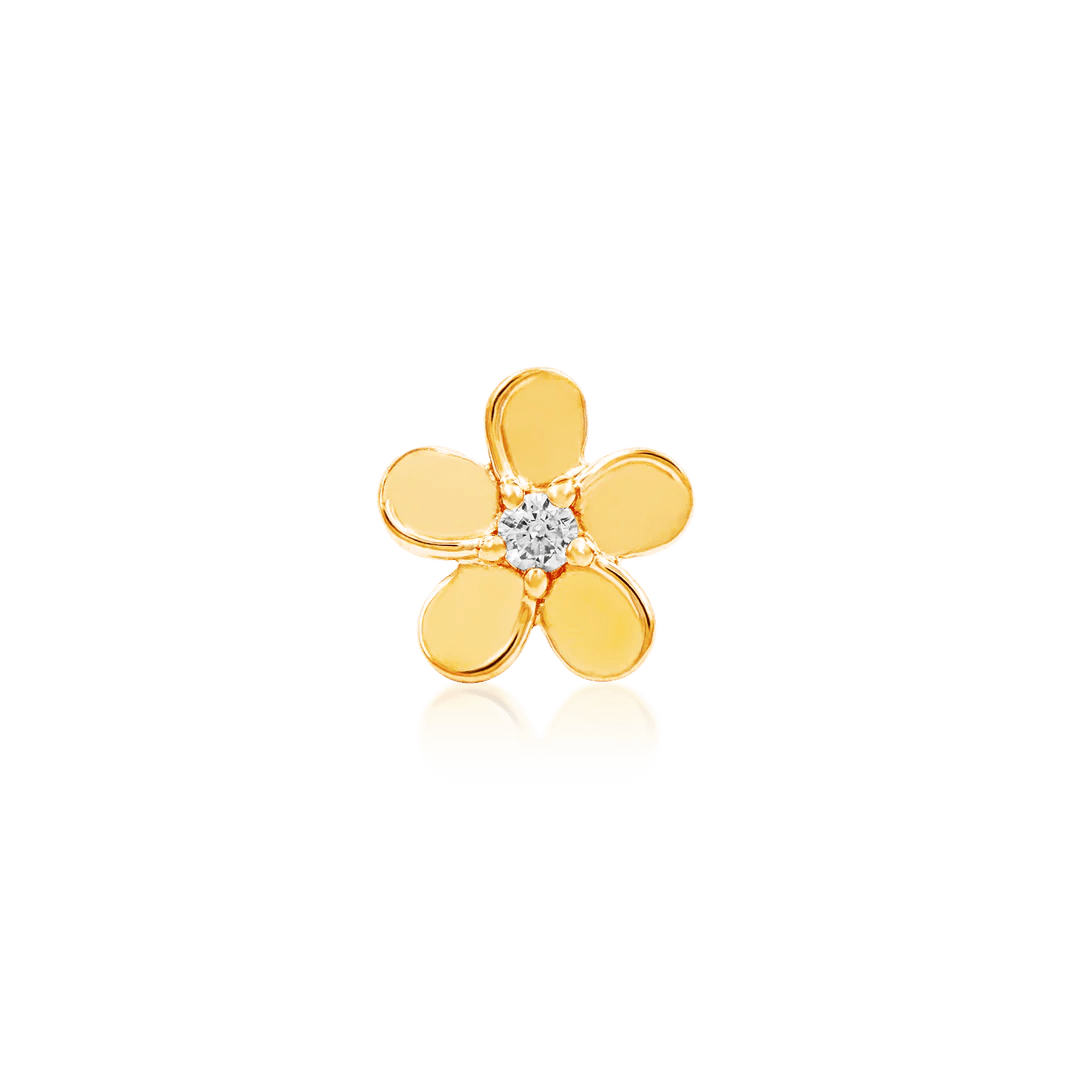 Gold CZ Flower – 14K Gold Threadless End - piercing - zone.com