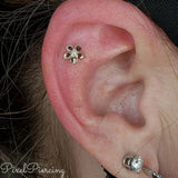 Gold CZ Flower – 14K Gold Threadless End - piercing - zone.com