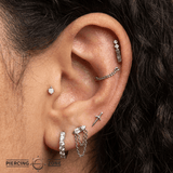 Gold Drip – Double Threadless Chain – 14K Gold Piercing Connector - piercing - zone.com