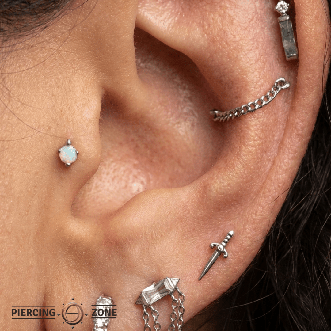 Gold Drip – Double Threadless Chain – 14K Gold Piercing Connector - piercing - zone.com