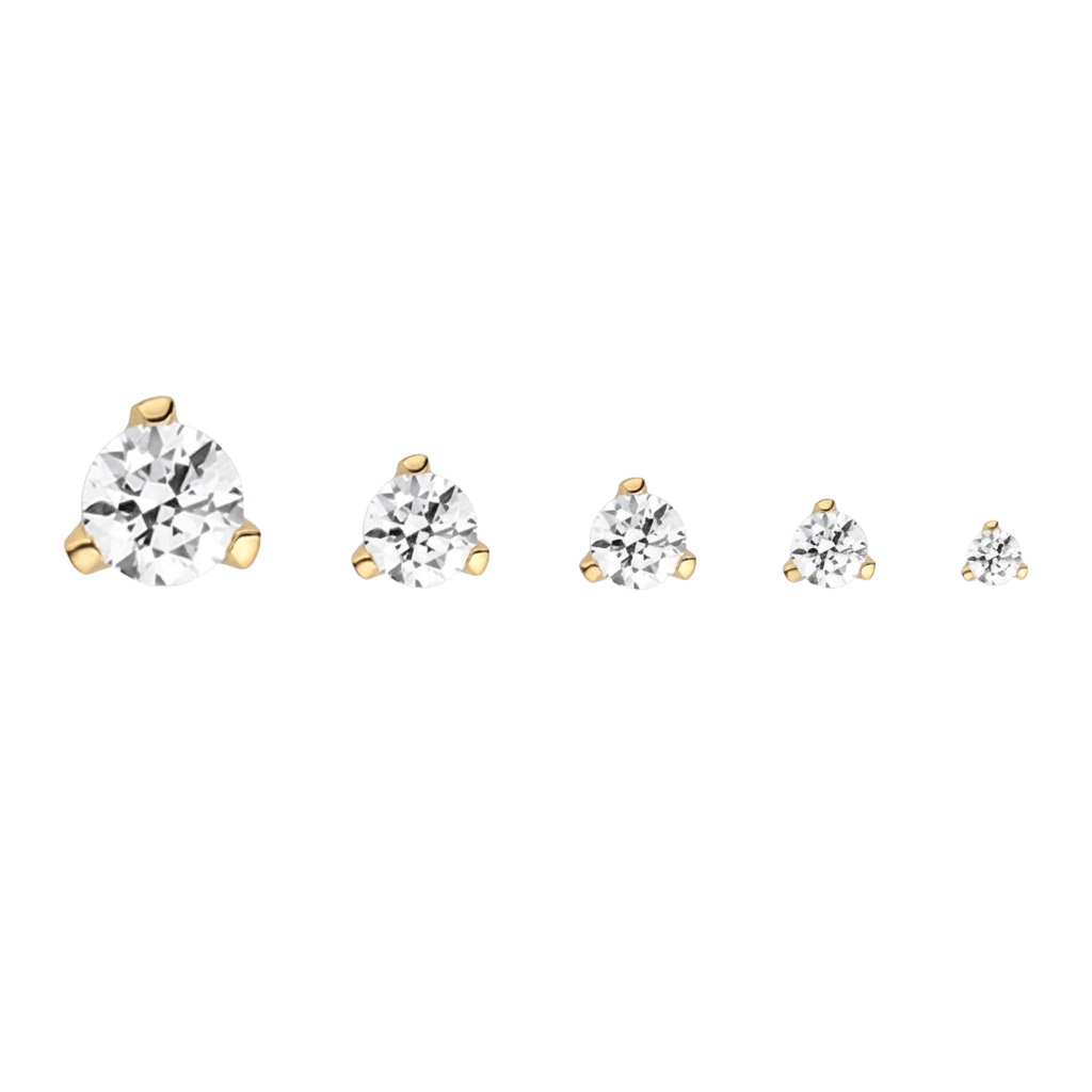 Gold Prong Gem End - 18K Faceted Gem Threadless/Threaded End - piercing - zone.com