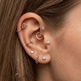 Gold Prong Gem End - 18K Lab Diamond Threadless/Threaded End - piercing - zone.com