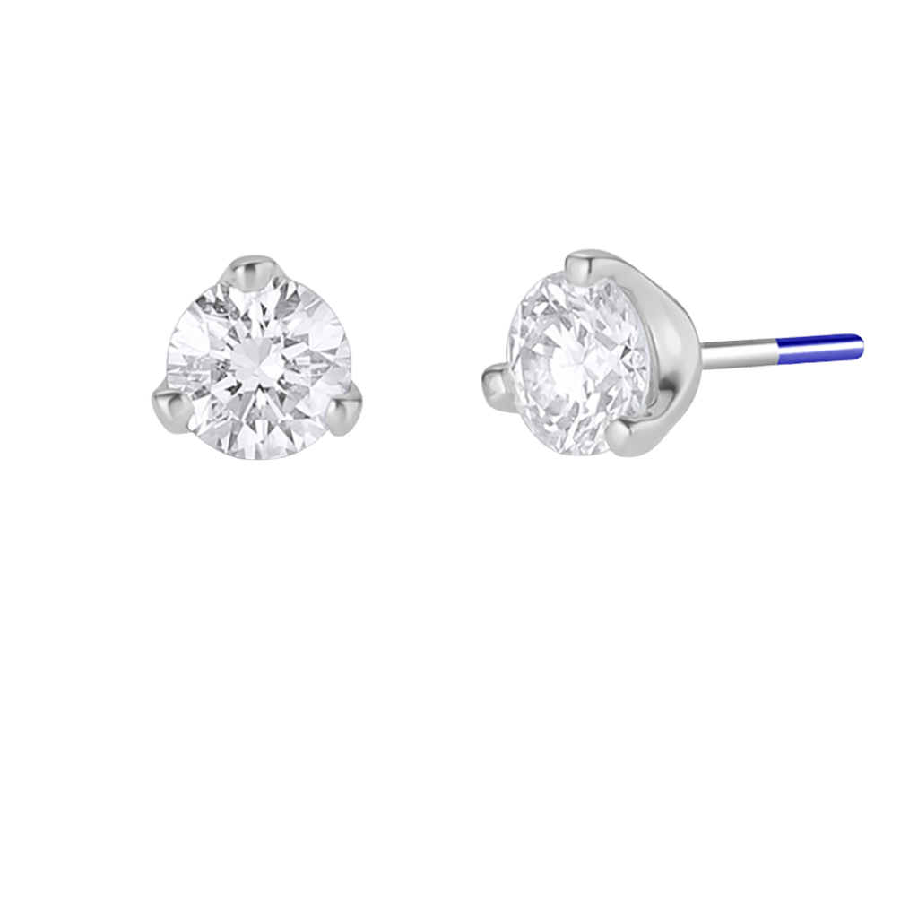 Gold Prong Gem End - 18K Lab Diamond Threadless/Threaded End - piercing - zone.com