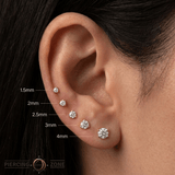 Gold Prong Gem End - 18K Lab Diamond Threadless/Threaded End - piercing - zone.com