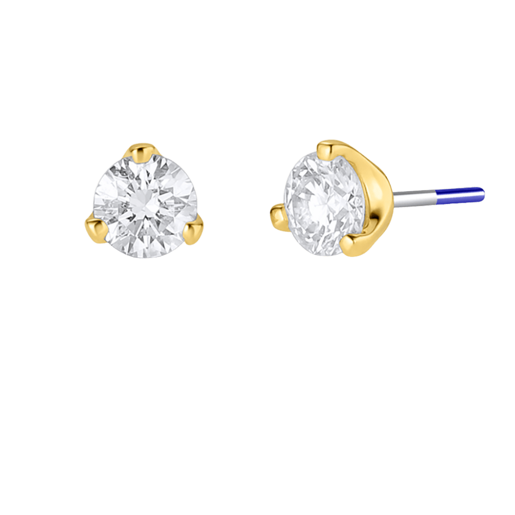 Gold Prong Gem End - 18K Lab Diamond Threadless/Threaded End - piercing - zone.com
