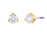 Gold Prong Gem End - 18K Lab Diamond Threadless/Threaded End - piercing - zone.com