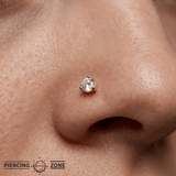 Gold Prong Gem End - 18K Lab Diamond Threadless/Threaded End - piercing - zone.com