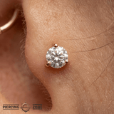 Gold Prong Gem End - 18K Lab Diamond Threadless/Threaded End - piercing - zone.com