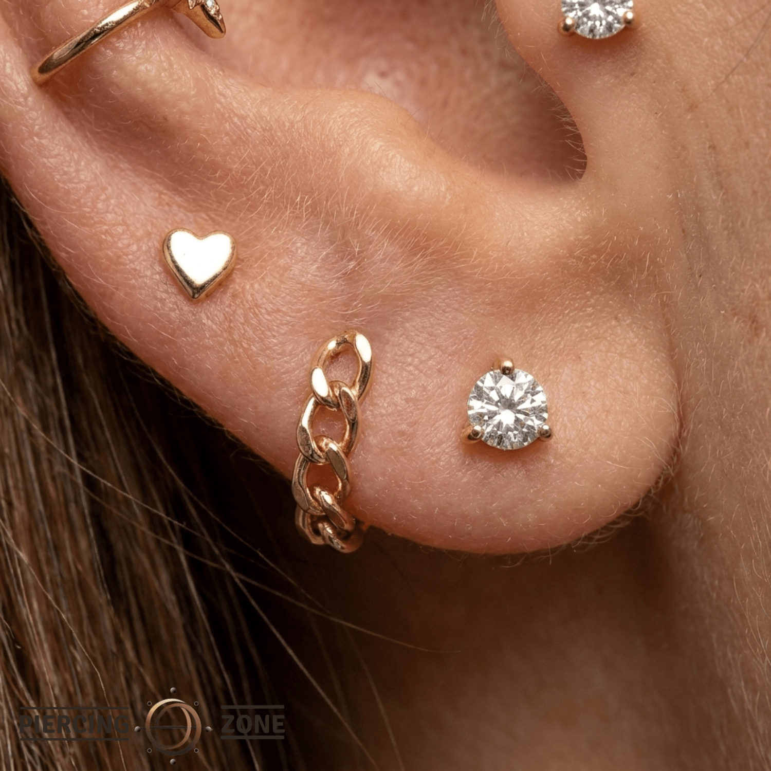 Gold Prong Gem End - 18K Lab Diamond Threadless/Threaded End - piercing - zone.com