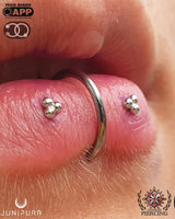 Gold Tri - Bead – Minimalist Trio – 14K Gold Threadless End - piercing - zone.com