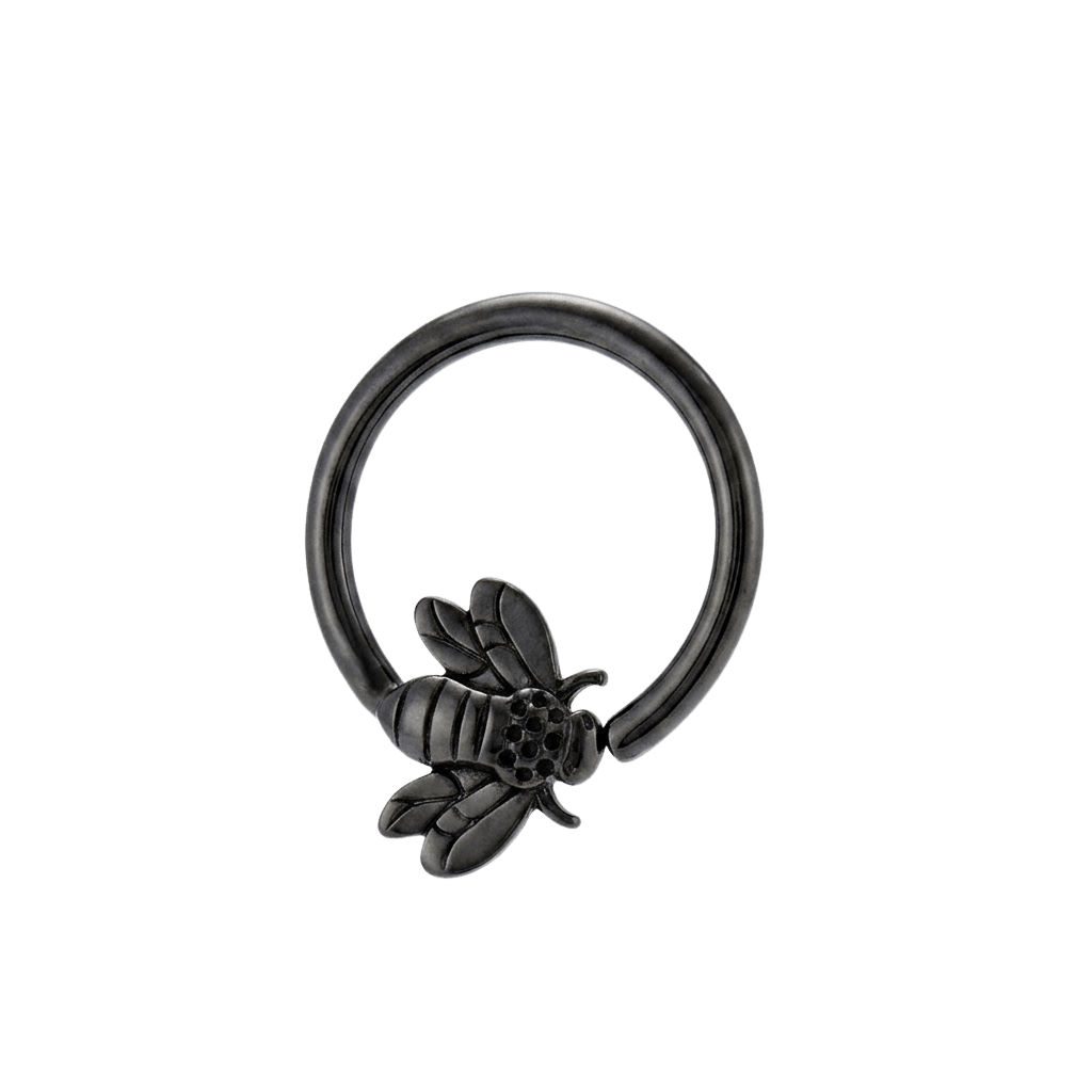 Golden Bee - 14K Gold Bee Fixed Bead Ring - piercing - zone.com
