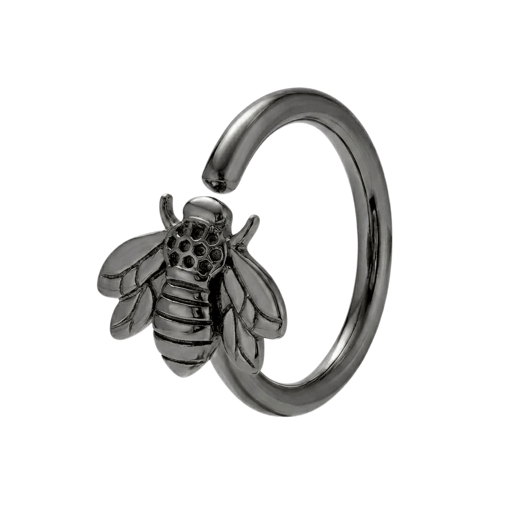 Golden Bee - 14K Gold Bee Fixed Bead Ring - piercing - zone.com