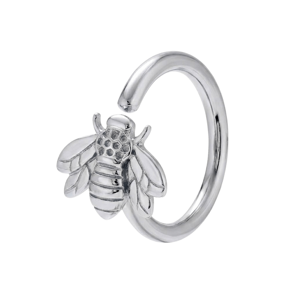 Golden Bee - 14K Gold Bee Fixed Bead Ring - piercing - zone.com
