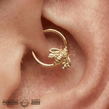 Golden Bee - 14K Gold Bee Fixed Bead Ring - piercing - zone.com