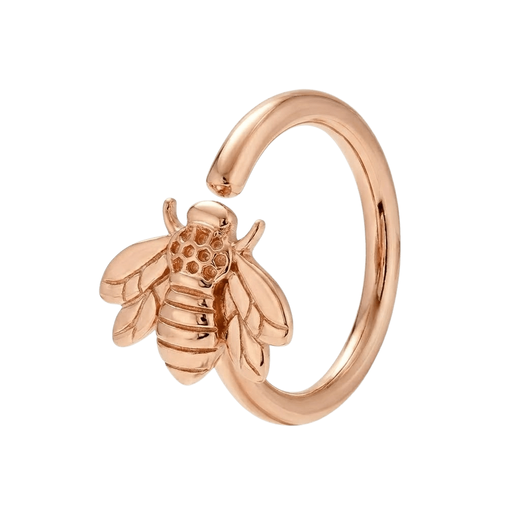 Golden Bee - 14K Gold Bee Fixed Bead Ring - piercing - zone.com