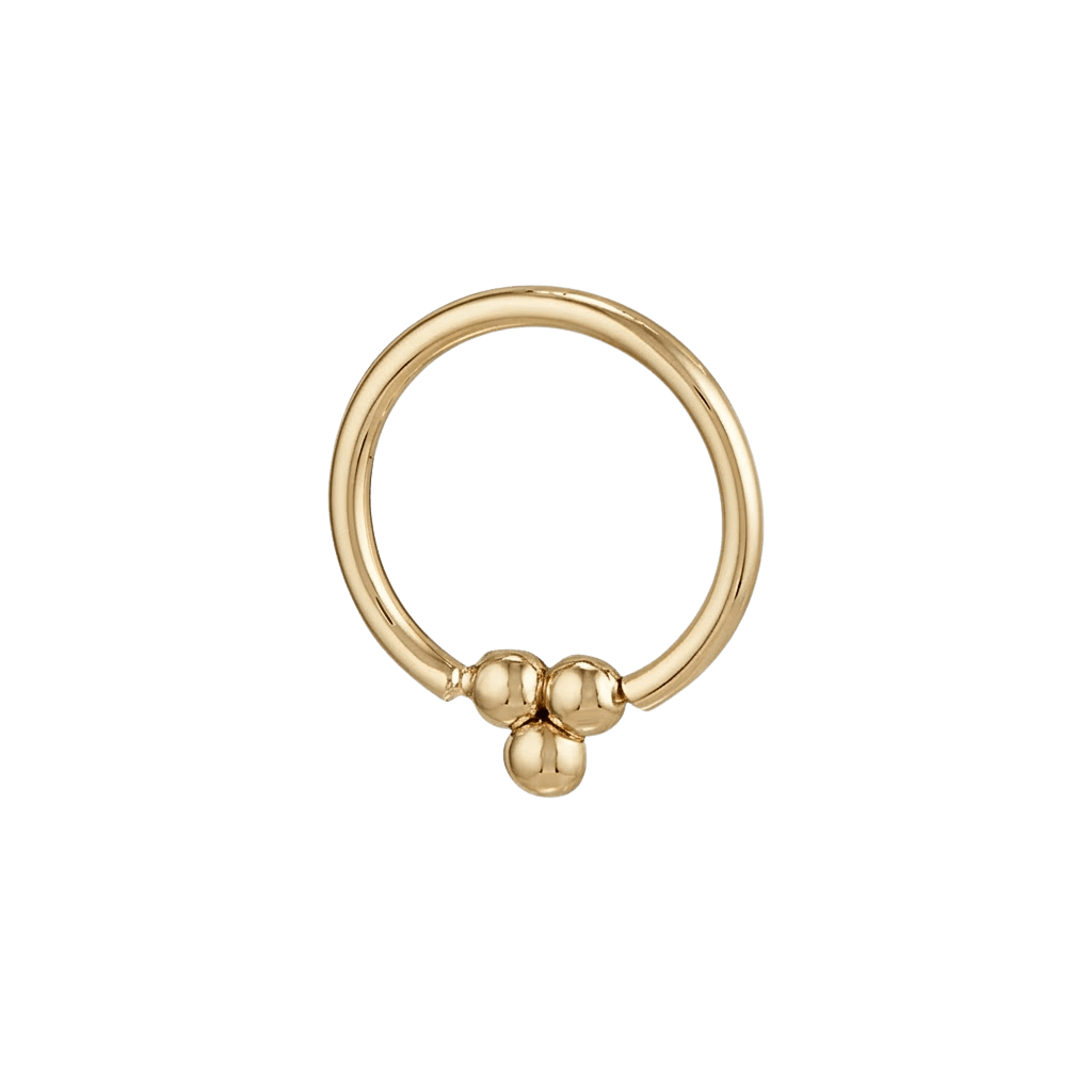 Golden Cluster - 14K Gold Bead Fixed Bead Ring - piercing - zone.com