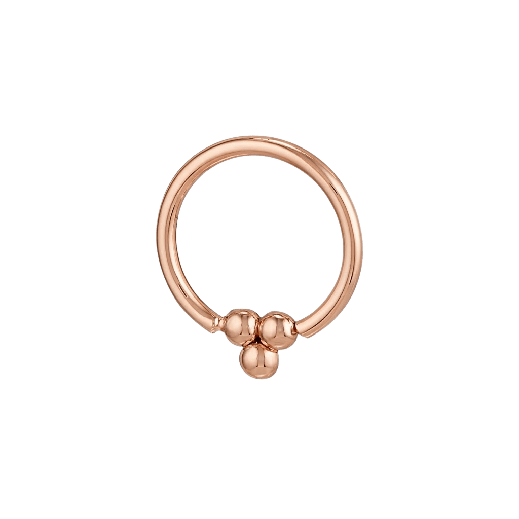 Golden Cluster - 14K Gold Bead Fixed Bead Ring - piercing - zone.com