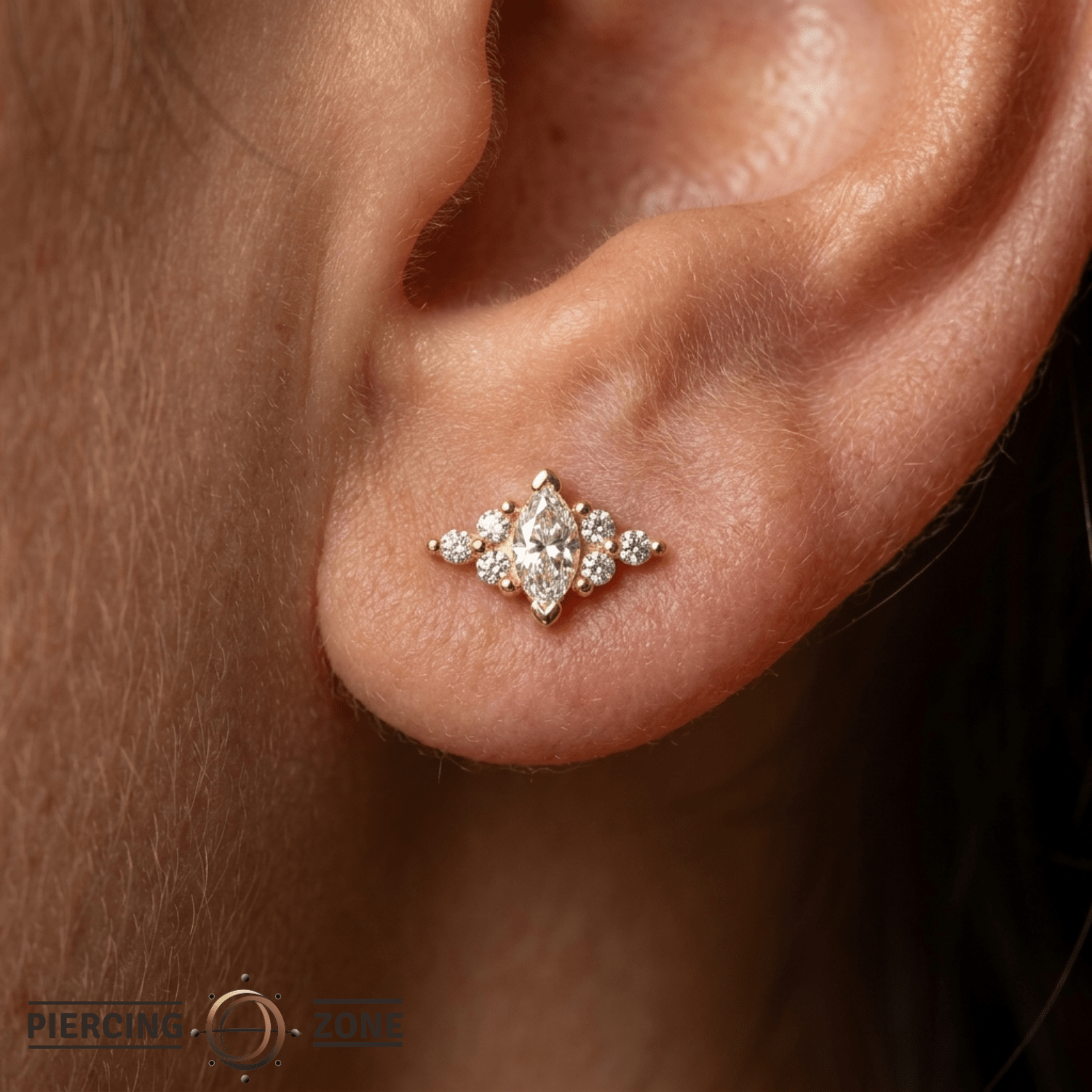 Golden Venus - 18K Gold Gem Threadless/Threaded End - piercing-zone.com