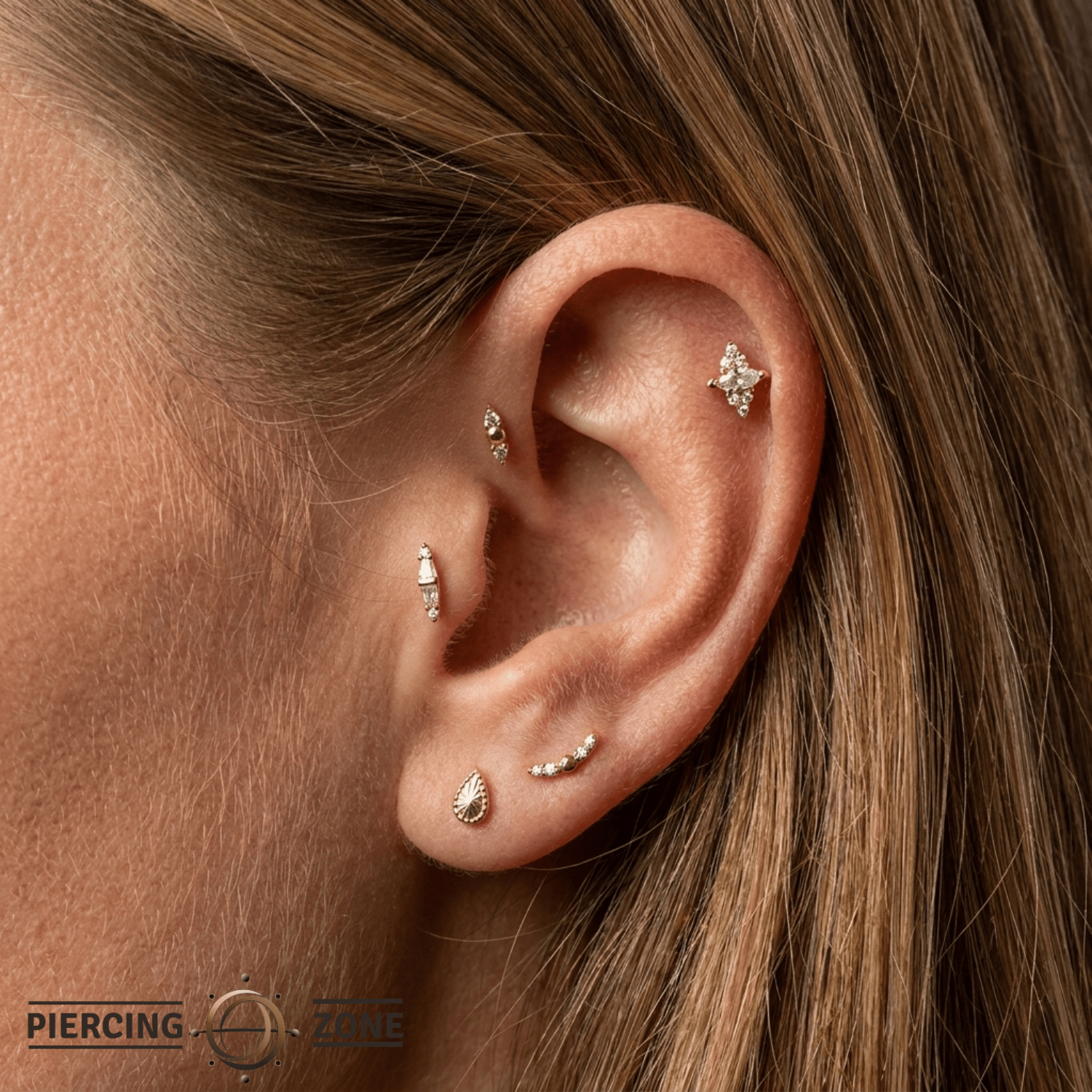 Golden Venus - 18K Gold Gem Threadless/Threaded End - piercing-zone.com