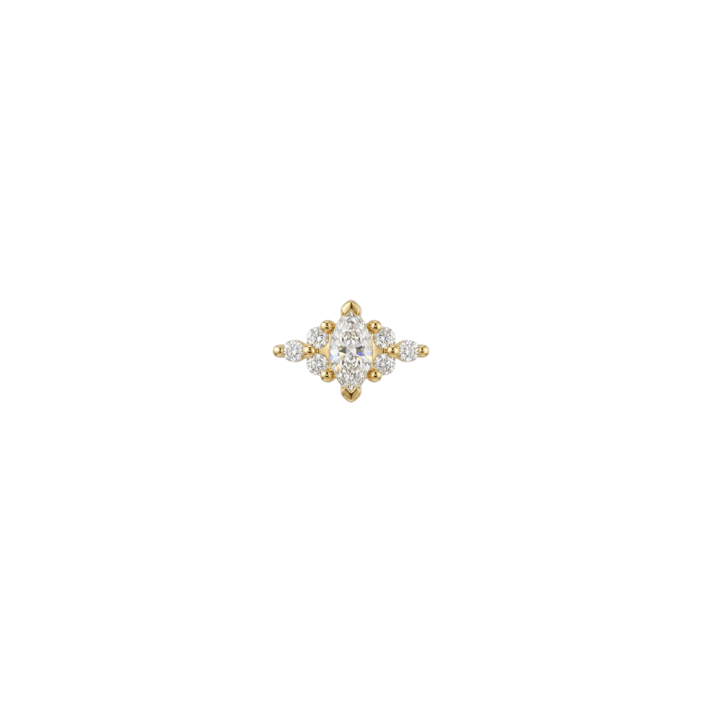 Golden Venus - 18K Gold Lab Diamond Threadless/Threaded End - piercing-zone.com