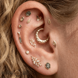 Goldleaf – Diamond - Etched – 14K Gold Threadless End - piercing - zone.com