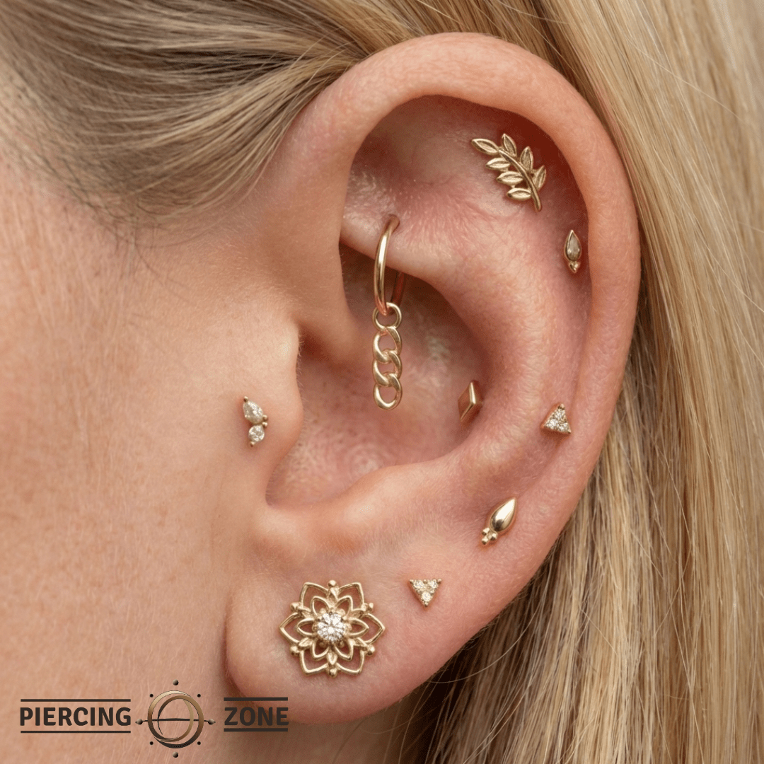 Goldlink – Interlocking Chain – 14K Gold Charm - piercing - zone.com