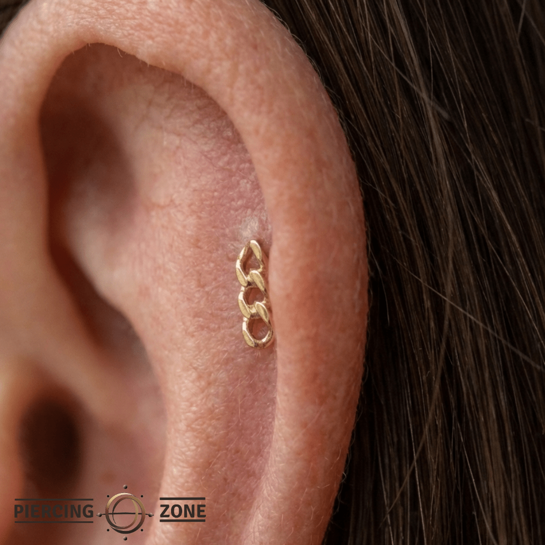 Goldlink Triple Link – 14K Gold Threadless End - piercing - zone.com