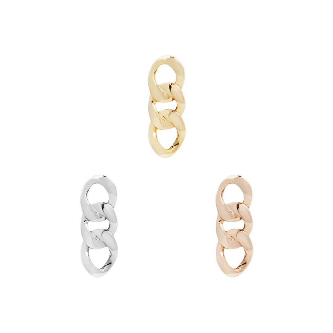 Goldlink Triple Link – 14K Gold Threadless End - piercing - zone.com