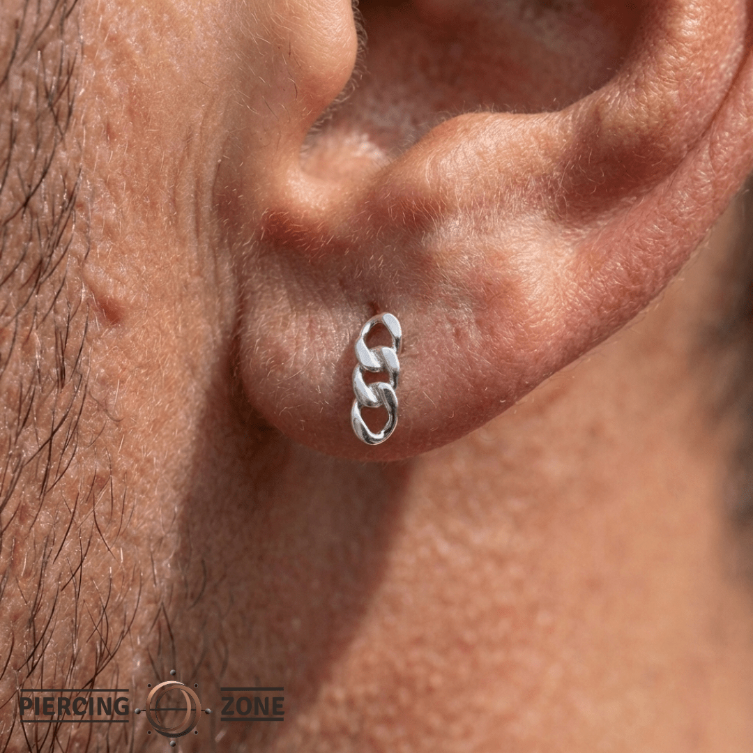 Goldlink Triple Link – 14K Gold Threadless End - piercing - zone.com
