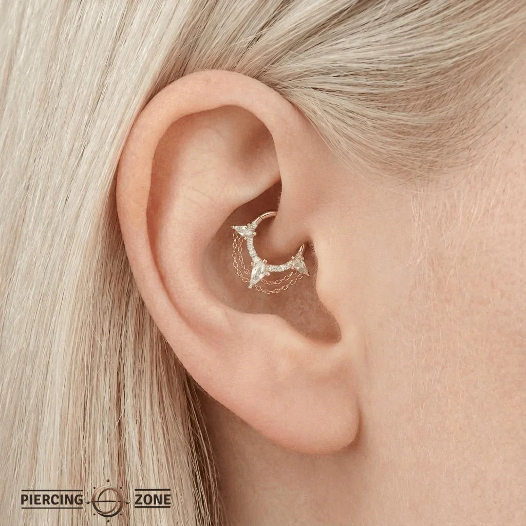 Good Times – Celestial CZ Cluster – 14K Gold Clicker Ring - piercing - zone.com