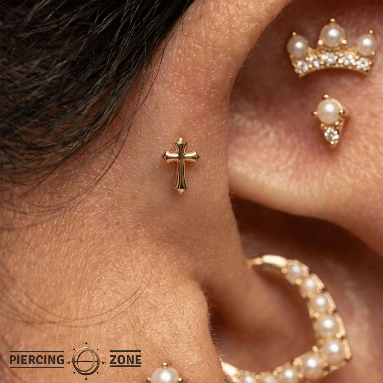Gothic Cross - 18K Gold Threadless/Threaded End - piercing-zone.com