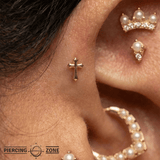 Gothic Cross - 18K Gold Threadless/Threaded End - piercing-zone.com
