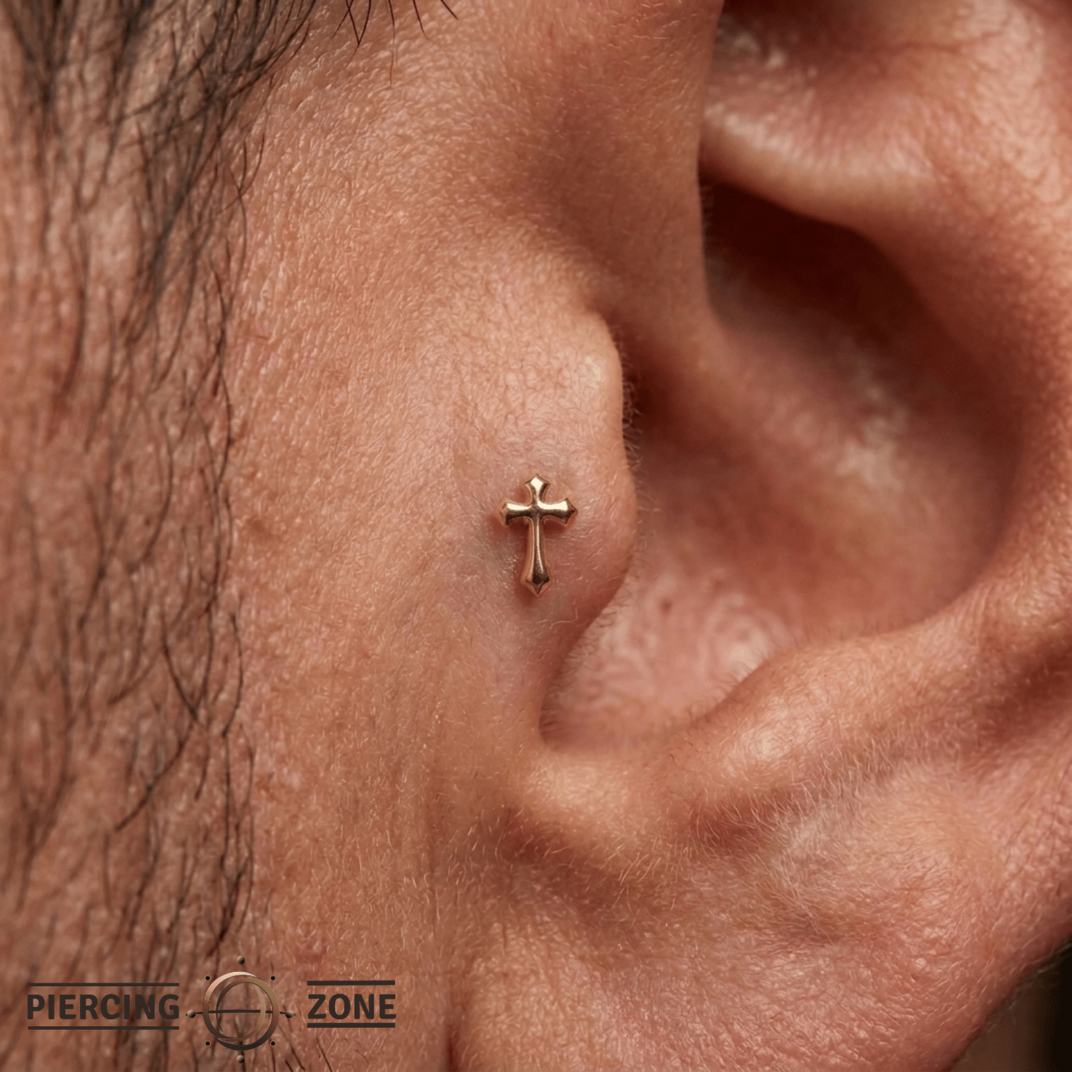 Gothic Cross - 18K Gold Threadless/Threaded End - piercing-zone.com
