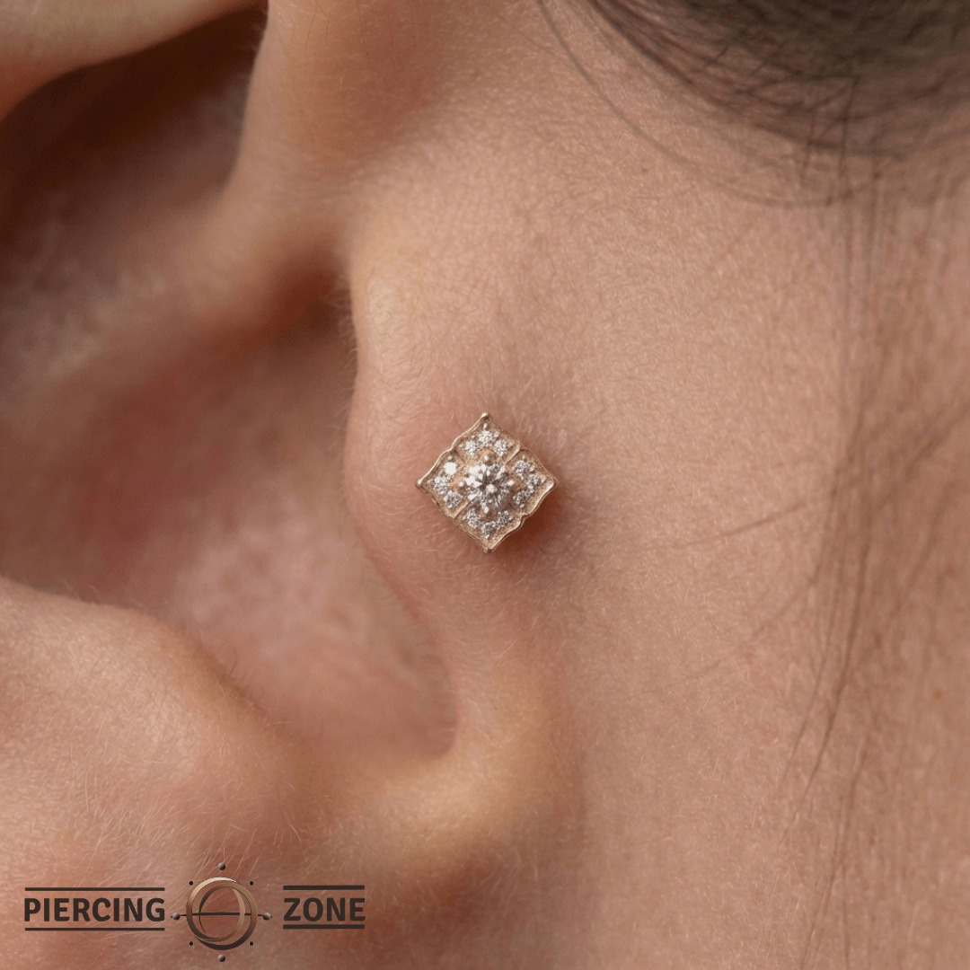 Grace – Swarovski CZ Bloom – 14K Gold Threadless End - piercing - zone.com