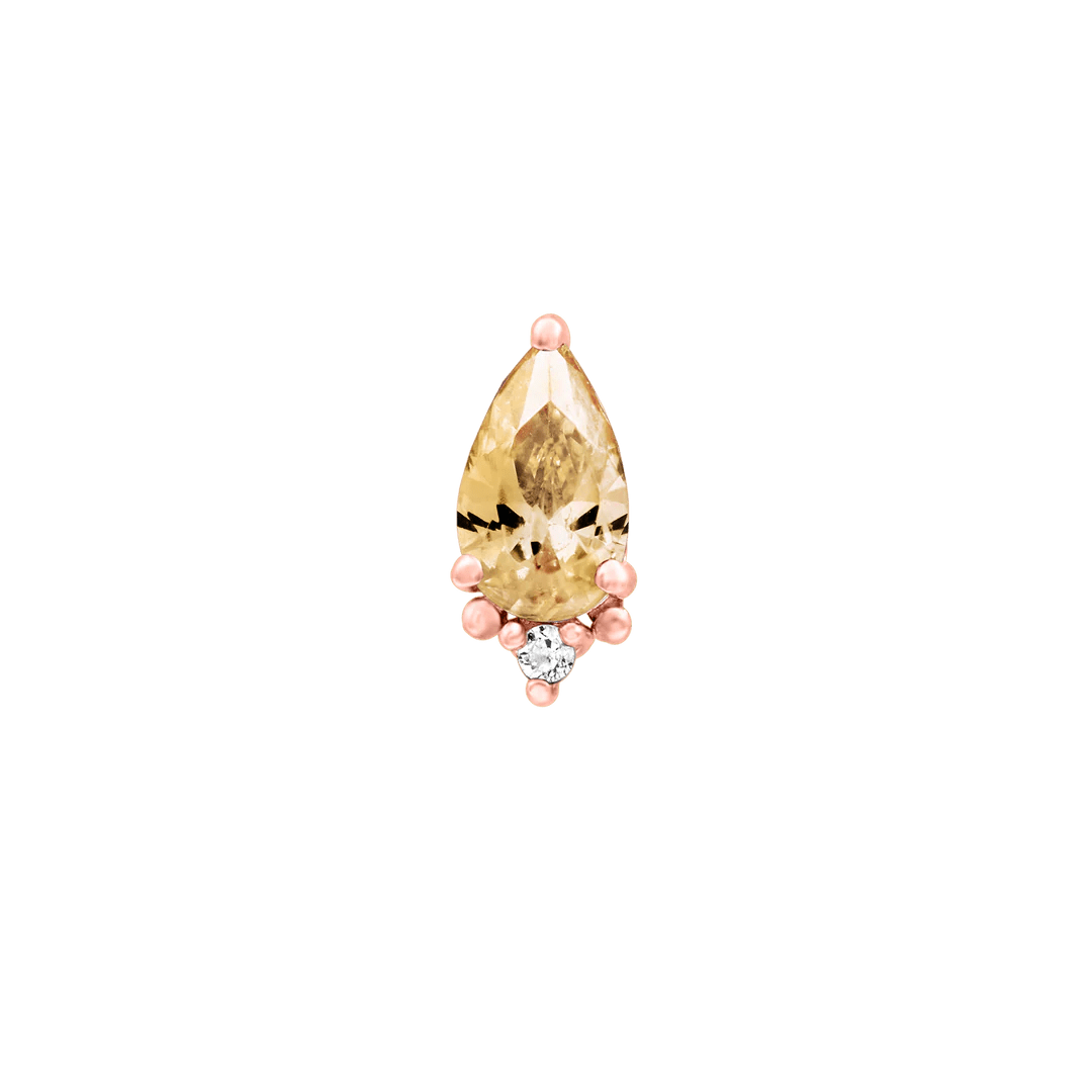 Gracie – Champagne & White CZ Duo – 14K Gold Threadless End - piercing - zone.com