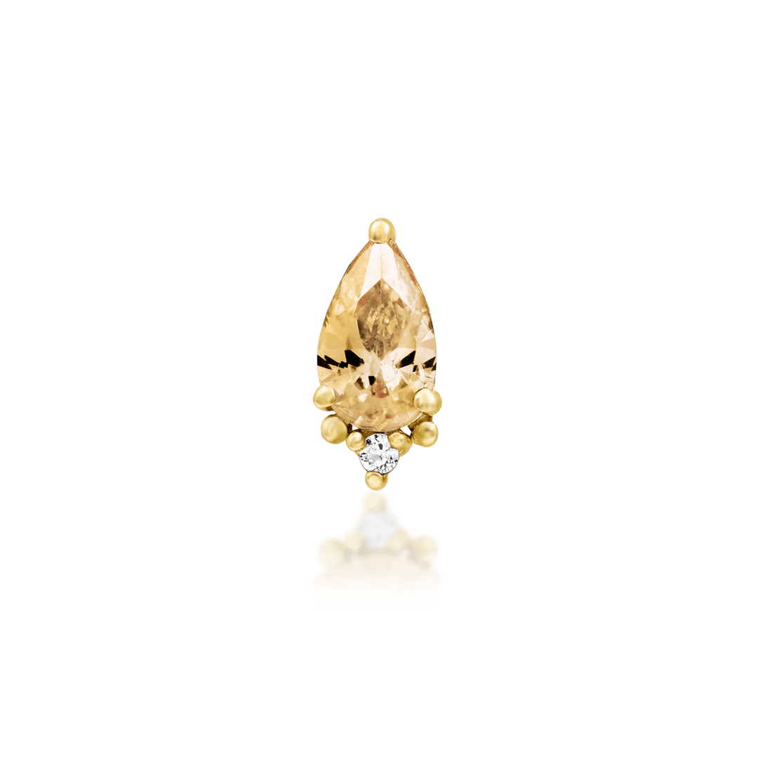 Gracie – Champagne & White CZ Duo – 14K Gold Threadless End - piercing - zone.com
