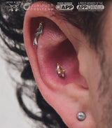 Gracie – Champagne & White CZ Duo – 14K Gold Threadless End - piercing - zone.com