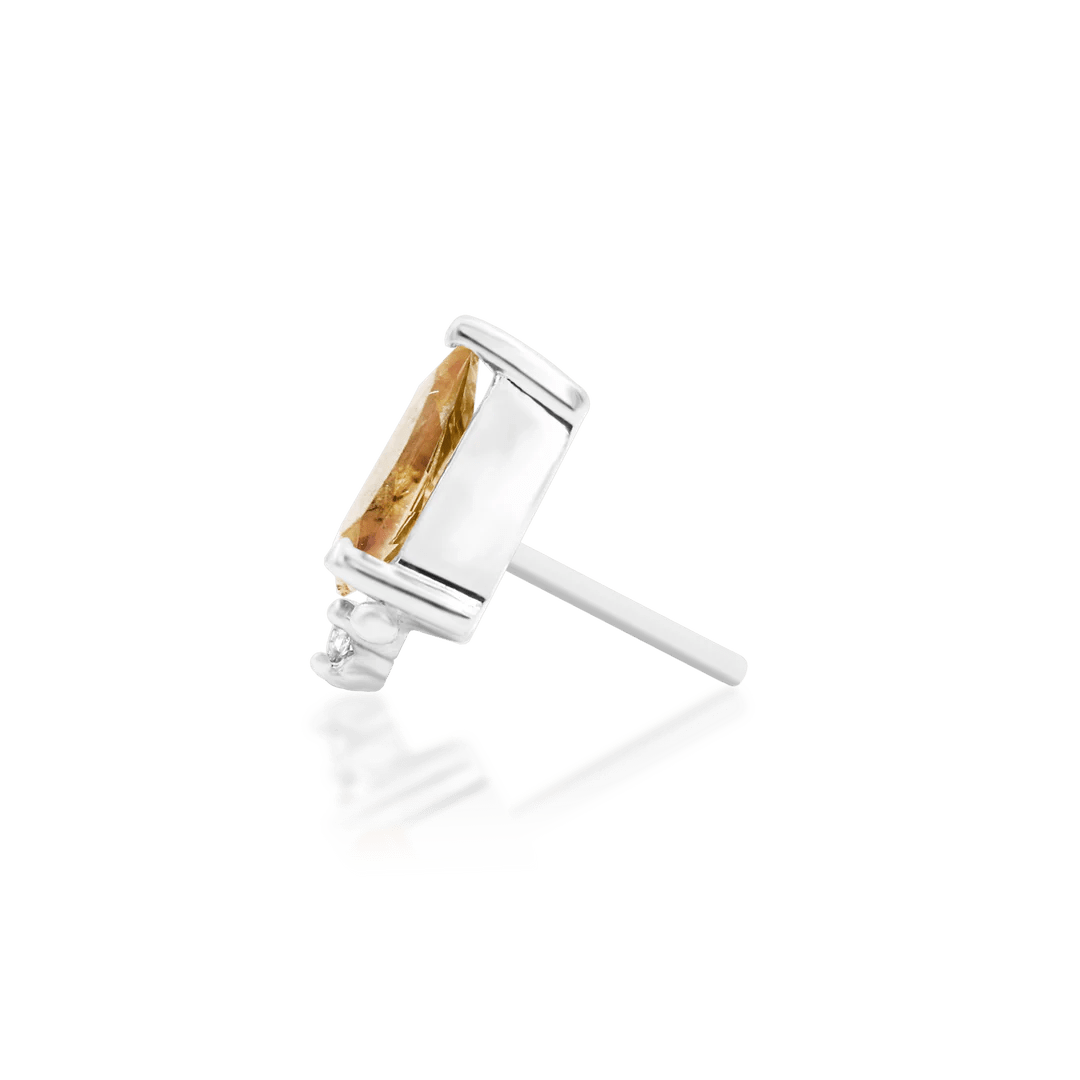 Gracie – Champagne & White CZ Duo – 14K Gold Threadless End - piercing - zone.com