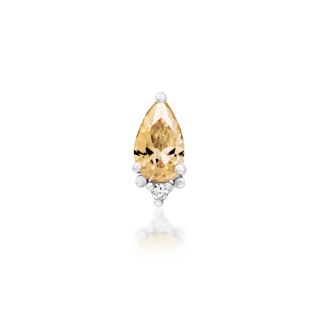 Gracie – Champagne & White CZ Duo – 14K Gold Threadless End - piercing - zone.com